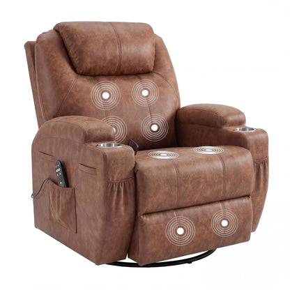Small Swivel Rocker Recliner, Rocking Chair Recliner with Massage | 360 Upholstered Fabric Rocking Chair Recliner, Customized