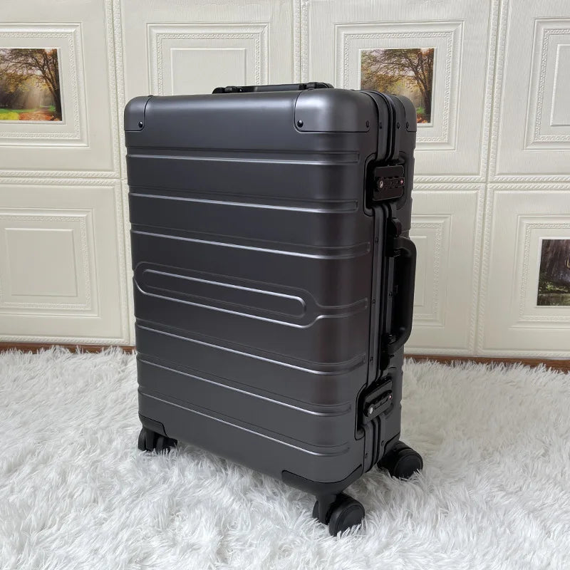 KLQDZMS 20 Inch Portable All Aluminum Magnesium Alloy Cabin Luggage Bag Female 24 Inch Password Travel Suitcase Student Fashion