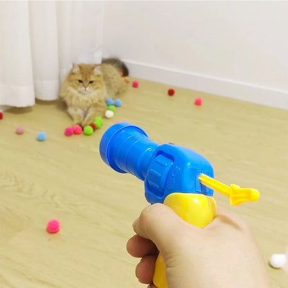 10-100pcs Cat Plush Ball Shooting Gun Funny Cat Toys Interactive Launch Training Toy for Pet Kitten Creative Mini