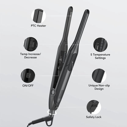 Hair Straightener Curler Professional Ceramic Coating Thinnest Plate Pencil Flat Irons For Short Hair Men's Beard Styler