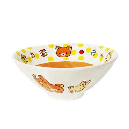 Mtutu 2026 New Rilakkuma Ceramic Tableware Set Cute Printed Plate Soup Bowl Fruit Plate Mug Cup Set Home Supplies Holiday Gifts