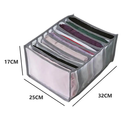 7 Grids Jeans Storage Box Closet Wardrobe Clothes Compartment Boxes Drawer Jeans Socks Separation Organizer Pants Storage