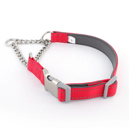 Dogs Collar Dog Choker Adjustable Dog Chain Reflective Nylon Fabric Pet Collars for Small Medium Large Dogs