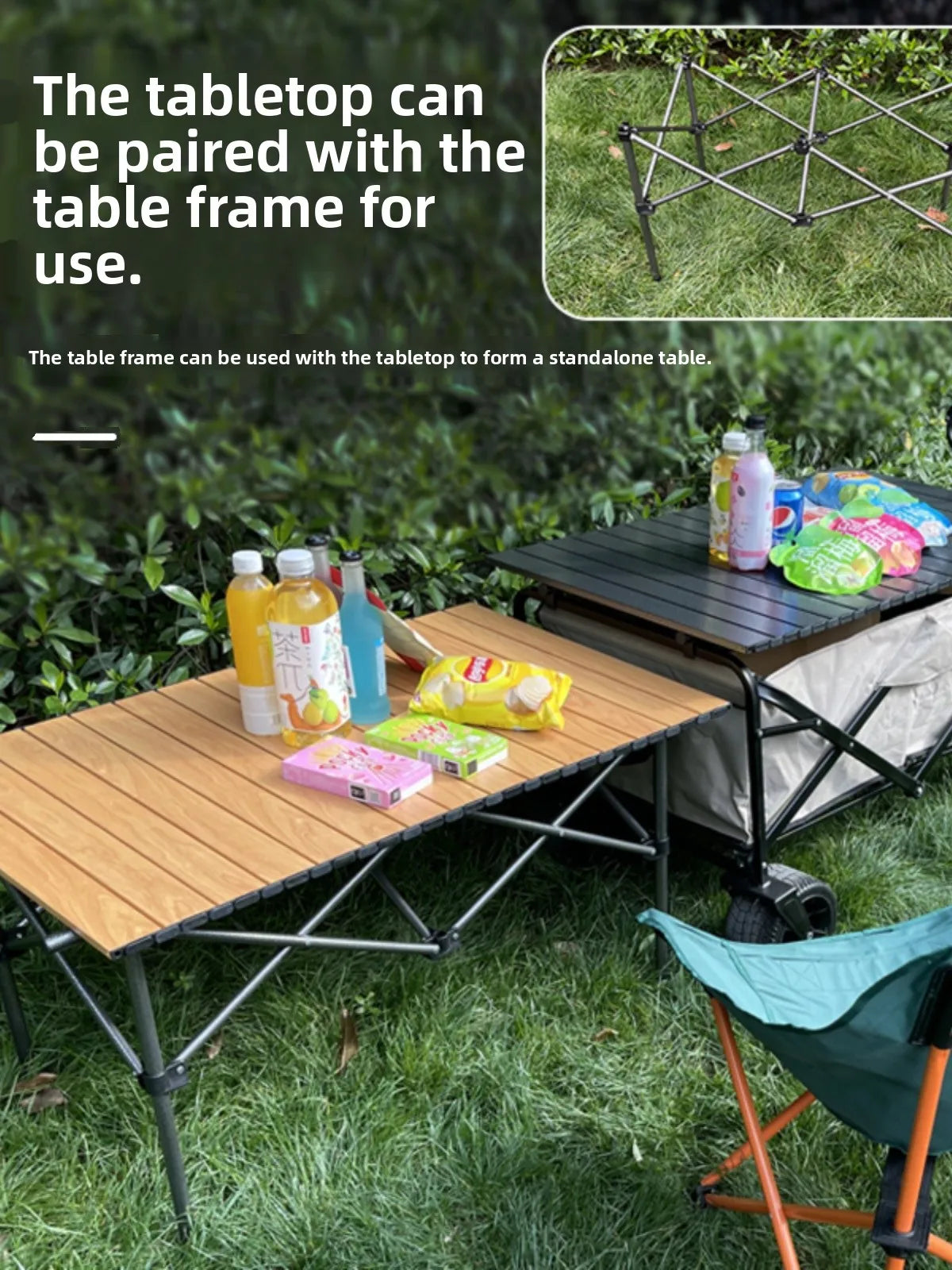 Outdoor Camping Table Board Portable Folding Picnic Tabletop Leisure Furniture Caravan Table Top Picnic Tabletop Roll up Table