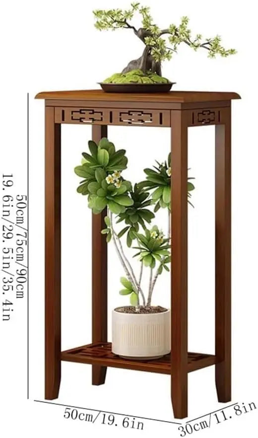 Balcony Floor Standing Bonsai Base, Living Room Sofa Side Indoor Office Plant Shelf Chinese Display Stands
