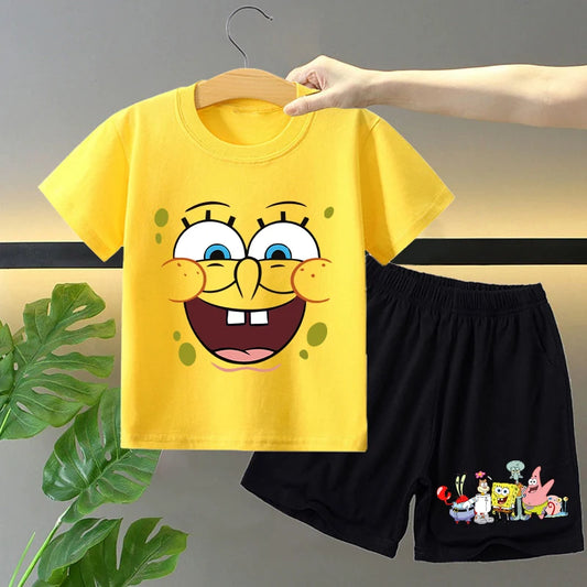 2pcs Spongebobs Squarepants Short Sleeved Shorts Set for Children