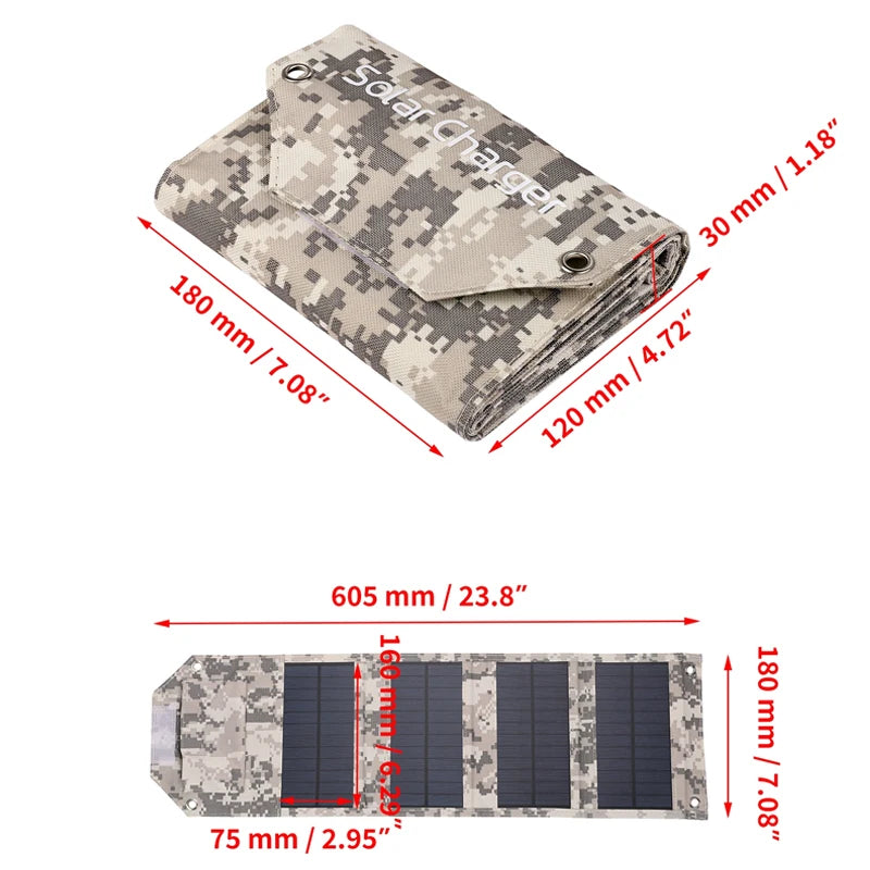 100W/80W/60W Foldable Solar Panel 5V USB Portable Folding Bag for Cell Phone Outdoor Waterproof Power Bank for Camping Hiking