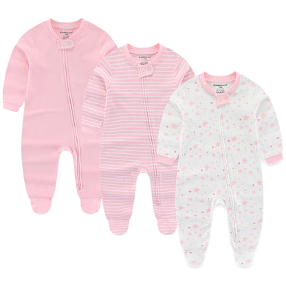3PCS Newborn Cotton Baby Girl Clothes Cartoon Baby Boy Clothes Sets Autumn Long Sleeve Jumpsuits Spring Zipper Bebes