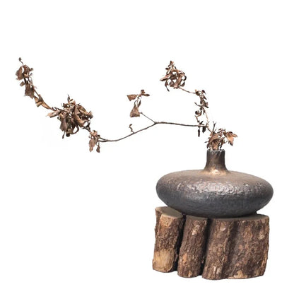 Retro Chinese Ceramic Flower Tea Tray Ornaments, Home Decoration Vase, Ceramic Vases for Decoration, Plant Pots