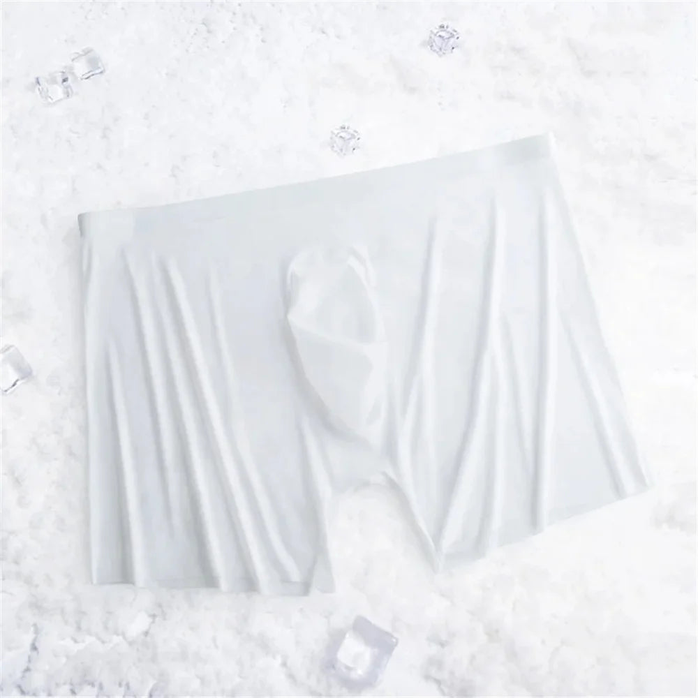 Super Lightweight Bulge Pouch Underwear Men Panties Ice Silk Boxers Seamless U Convex Trunks Male Sexy Shorts Plus Size L-XXXL