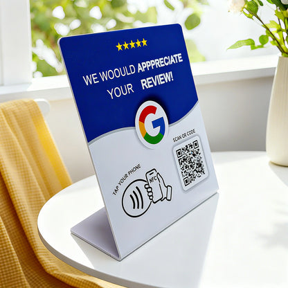 NFC215 Programmable for Google Review Card NFC Station Table 13.56Mhz QR code can be independently set to link Standing Card