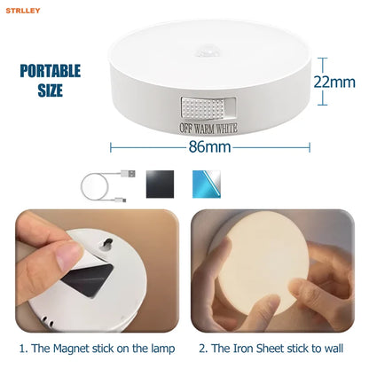 Motion Sensor Light Rechargeable Sensing In Dark Light Sensitivity USB LED Night Light Portable Wireless Magnetic Cabinet Lamp