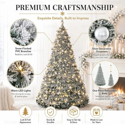 Integrated Foldable Christmas Tree with Ornaments LED Lights High-end Christmas Tree 150cm/180cm Home Christmas Party Decoration