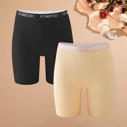 2pcs Women's High Waisted Boxer Briefs Cotton Plus Size Panties Sexy Elastic Waistband Sports Shorts Casual Comfortable Lingerie