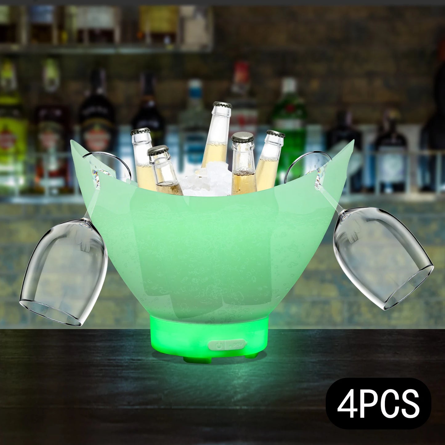 Bluetooth LED Ice Bucket 1.85Gal 7‑Color Light Rechargeable Speaker Wine Cooler Large Capacity with Hidden Handles Non‑Slip Base for Party Home Bar Gift BBQ