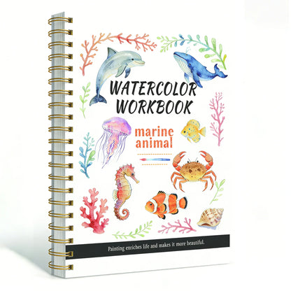 Watercolor Painting Notebook Beginner's Painting Enthusiast's Guide Coil Notebook Thickened Paper Ocean Animal Cover Watercolor