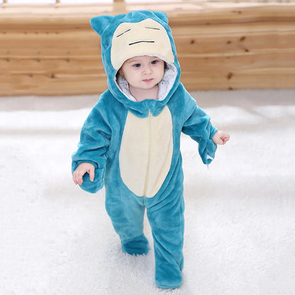 Kigurumis Baby Romper Cartoon Snorlax Onesie  Infant Winter Warm Animal Costume Outfit Cosplay Funny Costume Halloween Pijama