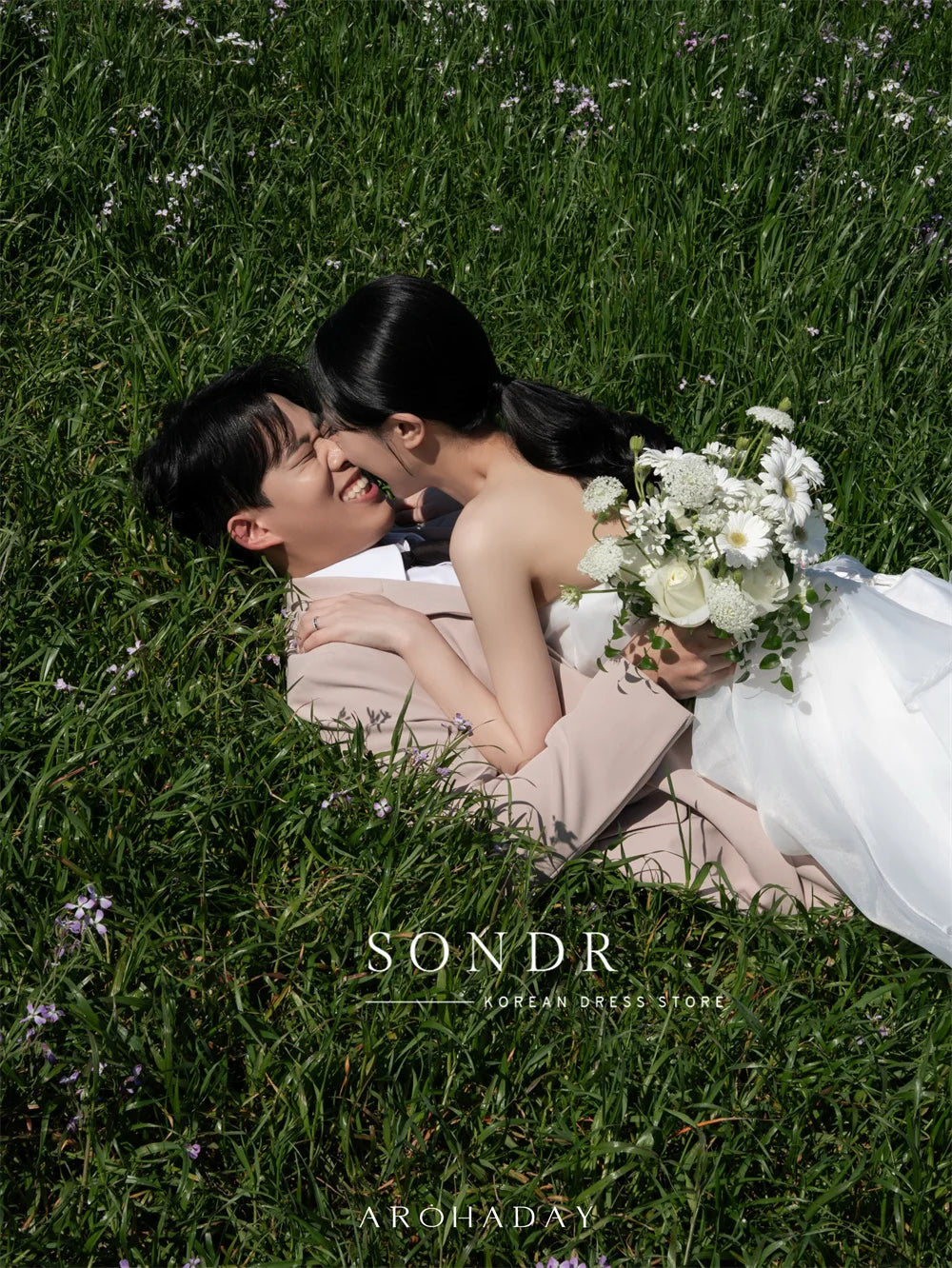Sondr Elegant Ivory Organza Korean Wedding Snap Dress Strapless Puffy A Line Bridal Gowns Floor Length Outdoor Photography Gown