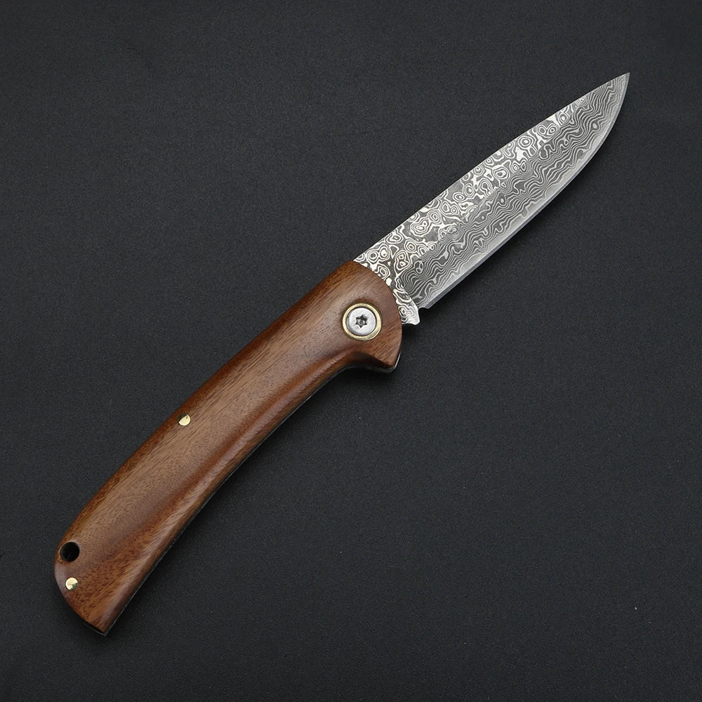 Damascus folding knife, high hardness, household fruit peeler, multi-purpose knife