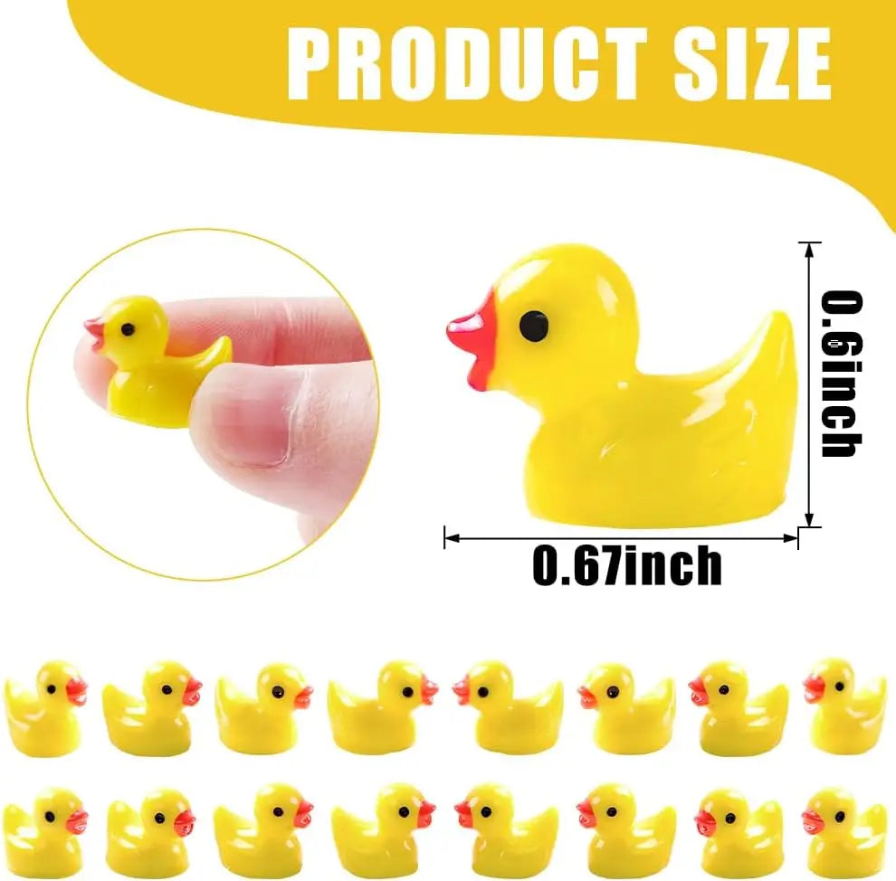 200pcs Mini Resin Ducks Yellow Tiny Ducks Mini Ducks Bulk Little Duck Figures Garden Crafts Tiny Duck Landscape Plants Fairy