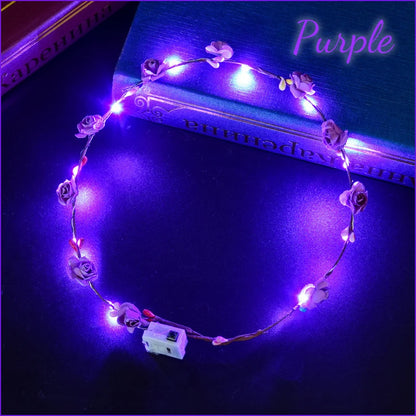 10-100Pcs LED Flower Headbands Glowing Garland Light Up Headbands Glow in the Dark Headband Wedding Beach Party Birthday Supplie