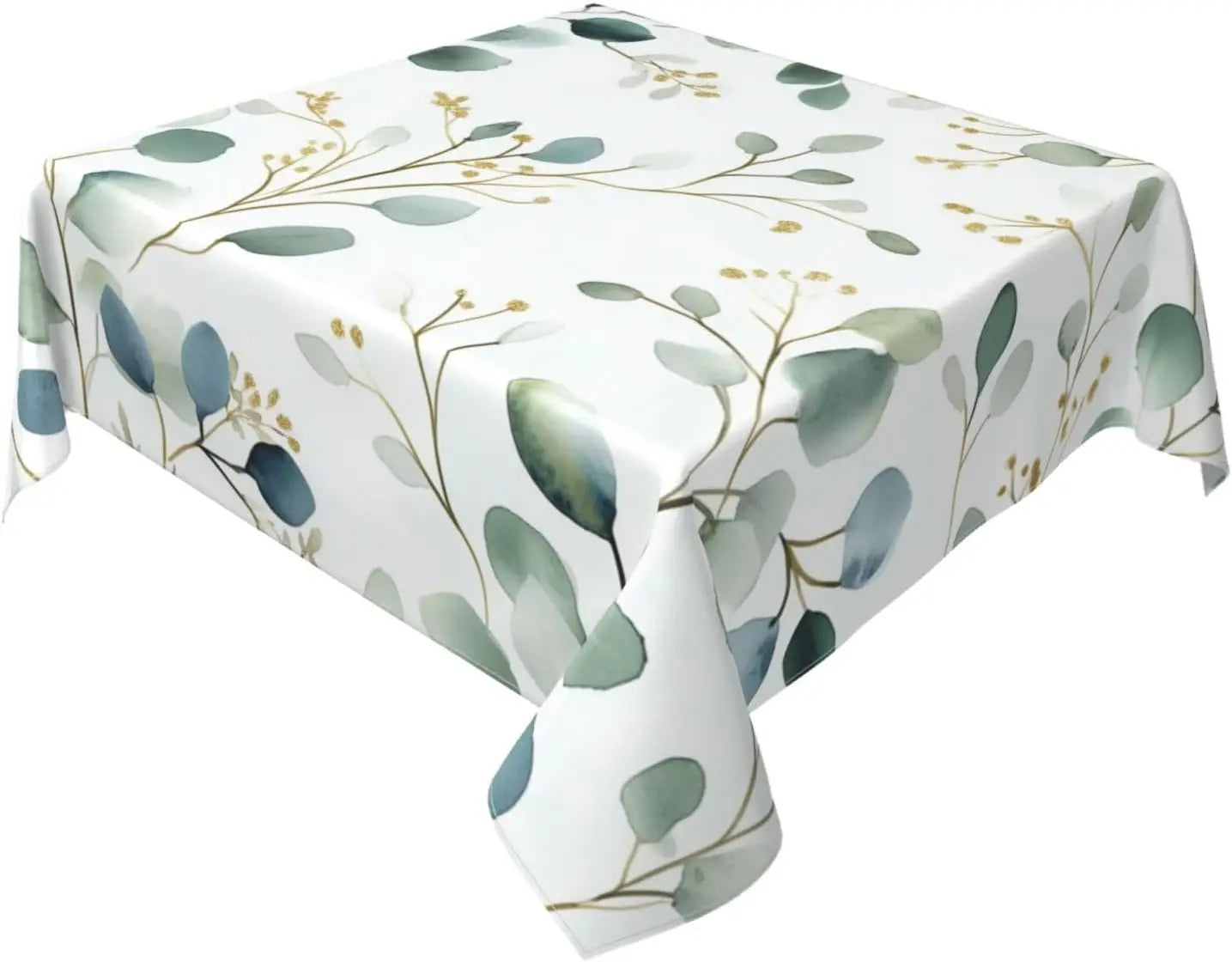 Green Leaves Square Tablecloth Waterproof Decorative Botanical Table Cloth Cover for Home Kitchen Dining Party Picnic Outdoor