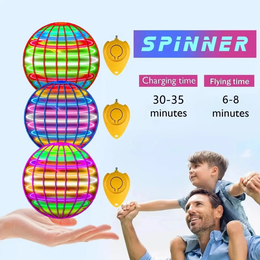 Flying Ball Children's Hand Controlled Color LED Cosmic Globe 360 ° Rotating Suspension Ball Suitable for Indoor and Outdoor Toy