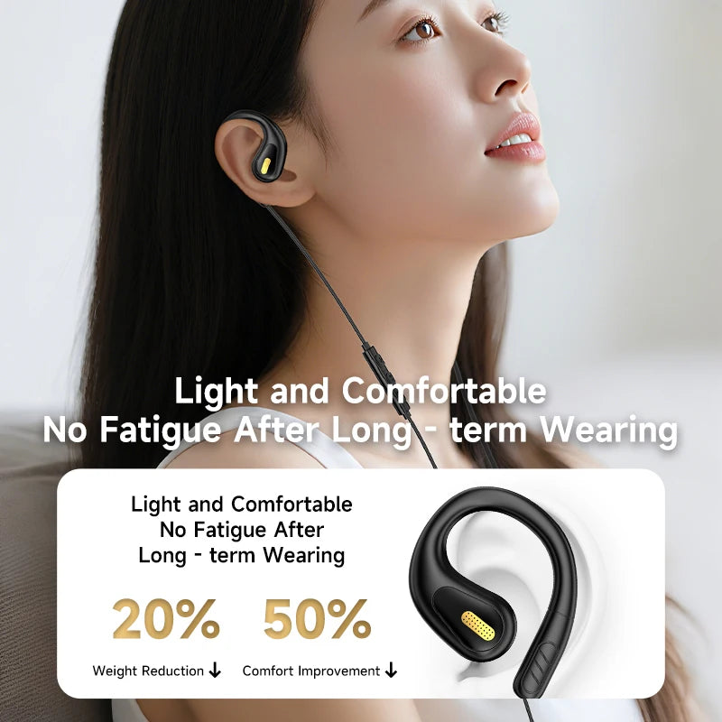 YX2 Clip-on Wired Control Type C&3.5mm Headphones 9D Surround Sound Bass Earbuds Sports Gaming Headset ENC Earphones For Samsung