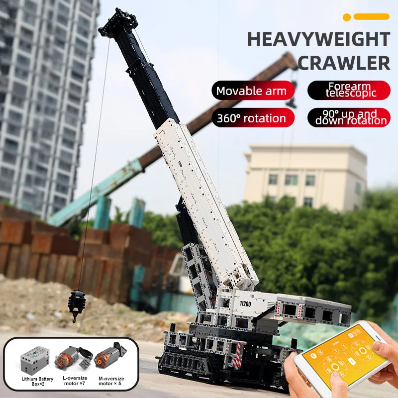 Mould King 17002 Technical Car Toys The MOC-10123 RC Motorized Crane Liebherred LTR 11200 Truck Model Building Blocks Kids Gifts