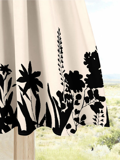 Summer Women's Plus Size Fashionable Loose Black Simple Top, Plant Printed Half Skirt Two-Piece Set, Large Swing Skirt Set