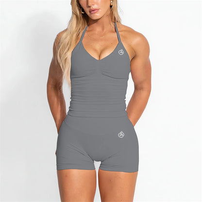 Bum PB Women Sports Yoga Suit Balance Scrunch Shorts Sets Gym Fitted Halter Built-in Bra With Cups Leggings Sets