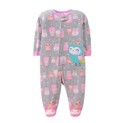 Newborn Baby Boy Girl Rompers Clothes Winter Pajamas Zipper Fleece Fall Infants Outfit Animal Jumpsuit Clothing 0 -12 Months New