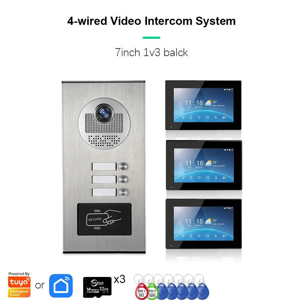 ANJIELO 2-12 Units Apartment Doorbell Video Intercom System Digital Frame Background Music Detection Preview NEW 2026