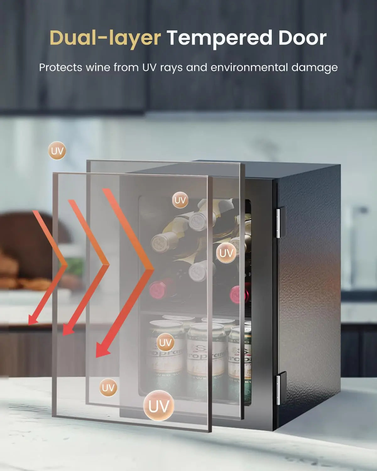 24 Cans Beverage Refrigerator Cooler - Mini Fridge with Digital Temperature Control, Soda Wine Beer Drink Fridge -, Custom