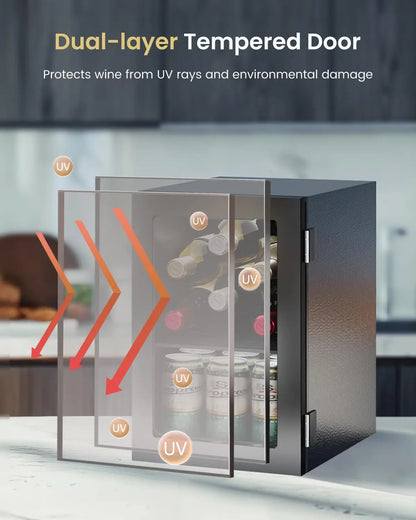 24 Cans Beverage Refrigerator Cooler - Mini Fridge with Digital Temperature Control, Soda Wine Beer Drink Fridge -, Custom