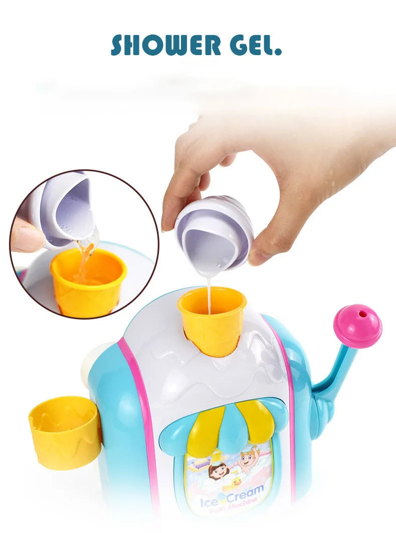 Kids Simulation Ice Cream Bubble Maker Bath Automatic Foam Making Machine, Toddler Pretend Play Bathroom  Bath Tub
