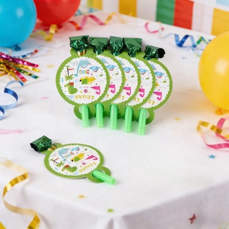 6/12/18PCS Dinosaur Party Blow Noisemakers Whistle Jungle Safari Theme Birthday Supplies Gift Party Favor Gifts Fun Photo Props