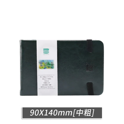 BAOHONG Watercolor Sketchbook 300g Notebook Cotton Pulp Watercolor Paper Faux Leather Cover Hand-Drawn Friendly for Sketching