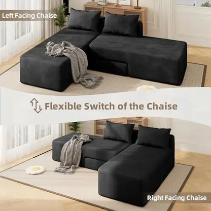 Boneless Sectional Couch, 4 in 1 Convertible Cloud Couch with Reversible Chaise & Deep Seat, Modular Sectional Sofa for