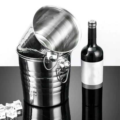 Stainless Steel Wine Cooler Bucket Double Wall Wine Bottle Cooler Holder Champagne Cooler Beer Chiller Ice Bucket Ktv Bar Tool