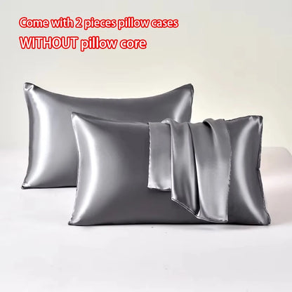Polyester Satin Pillowcase Set | Two Covers with Envelope Closure | Bedroom & Guest Room
