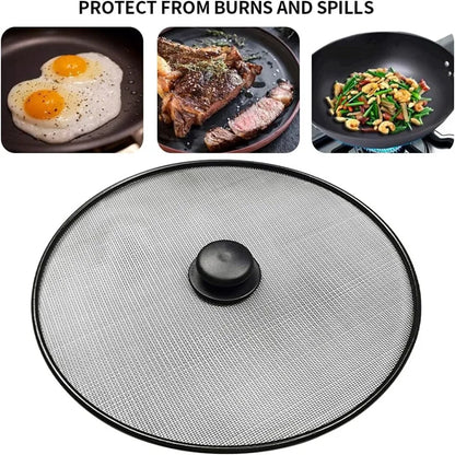 3Pcs 25+29+33cm Splatter Screen, Frying Pan Splatter Screen, Splash Guard Lid with Knob, Extra Fine Mesh Splash Guard Pot Lid