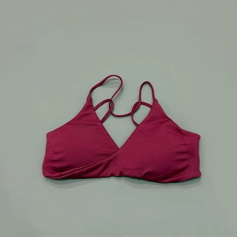 HISTELLO Vision Sports Bra Women Cross Back Seamless Yoga Bra With Removable Pads Backless Underwear Gym Running Sports Top