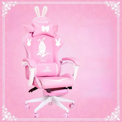 Pink gaming  High-quality girls cartoon home live Gamer  comfortable Swivel  Adjustable office computer Chair