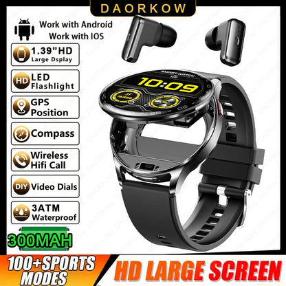 From DAORKOW Smartwatch TWS 2-in-1 Bluetooth Earphones With Built-in Speaker HIFI 9D Sound Quality Health Exercise Monitoring