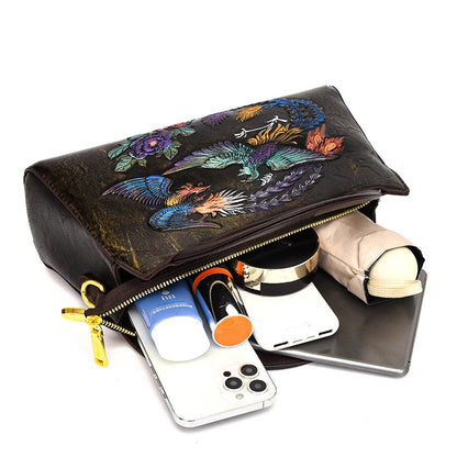 Fashion Phoenix Pattern Handbag Woman Luxury Ladies Shoulder Bags Designer Large Capacity Tote Quality Leather Crossbody Bag