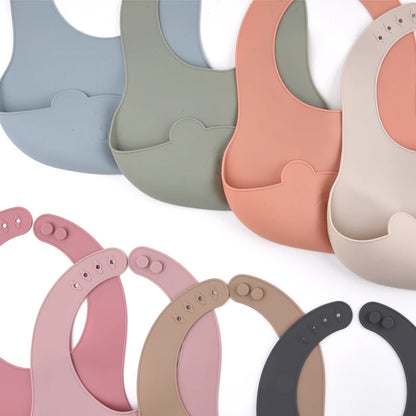 Cute Silicone Baby Bib (Unisex) – Ultra-Lightweight, Foldable Travel Bib. BPA-Free, Soft, and Durable Silicone Bib