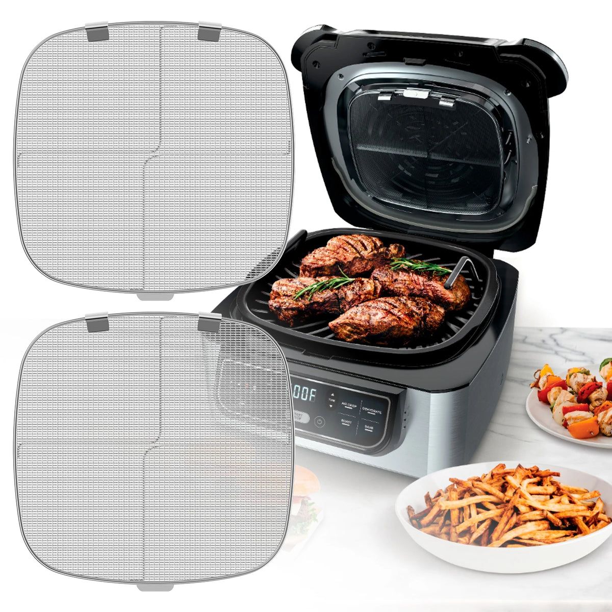 Stainless Steel Splatter Guard Splatter Screen Reusable Air Fryer Splatter Screen for Ninja Foodi AG300C AG301C AG302 AG400