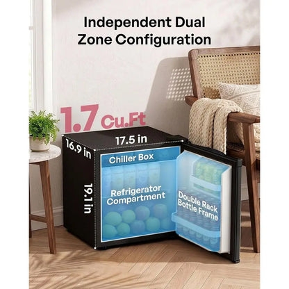 Compact Single-Door Refrigerator with Freezer, Adjustable Rack, Energy-Saving for Bedroom, Dorm, Office, Low Noise, Black