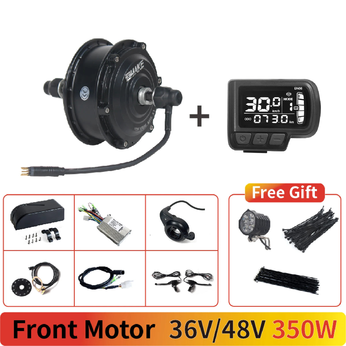 Ebike Motor Kit High Speed Brushless Gear Hub 36V 48V 350W 500W Electric Bike Conversion  Front Cassette Rear display P6 ZEMAKE